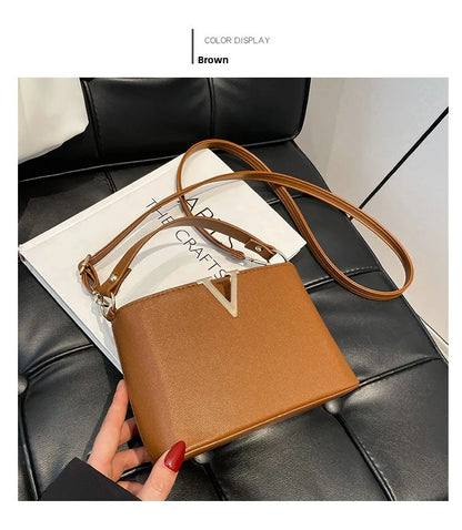 Luxury Women's Tote Bag, Chic V Shaped Stylish Pu Leather Bucket Bag, Top Cover Handbag Women Shoulder Crossbody Bag for Woman.