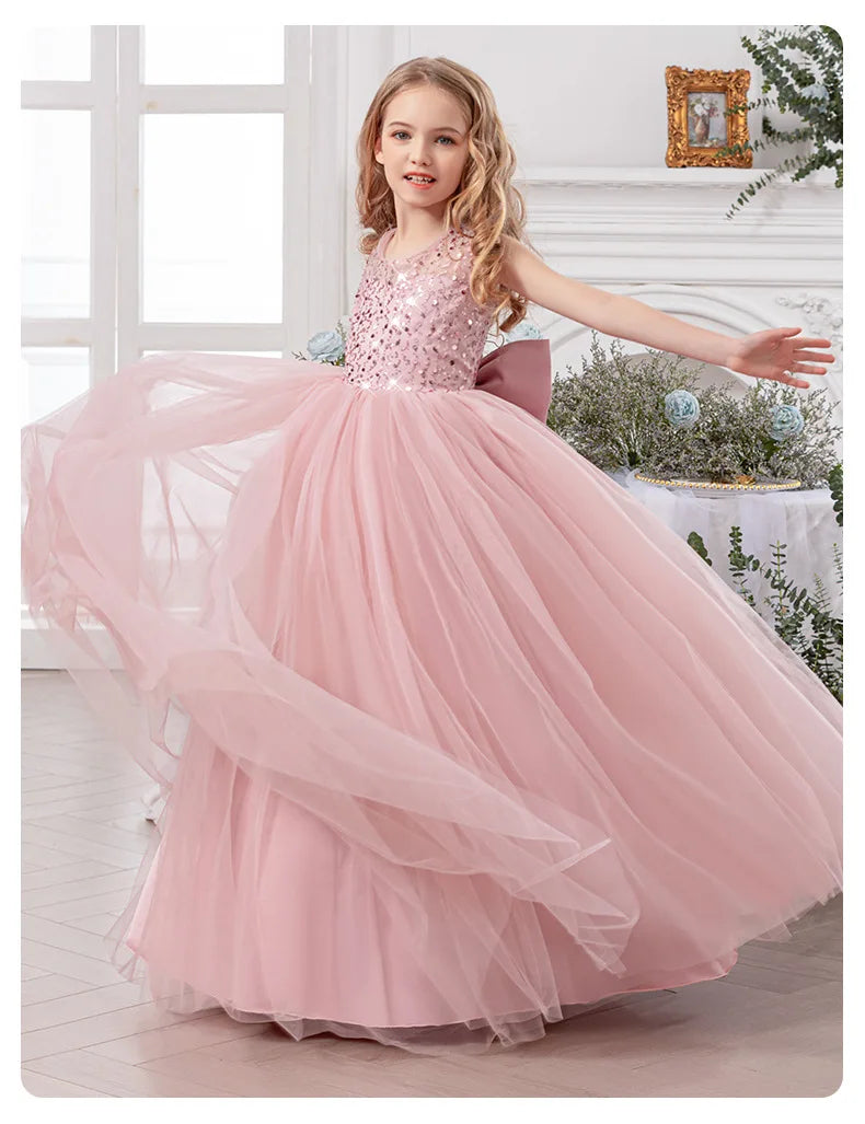 Brautjungfer Hochzeitskleid Blumenmädchen Prinzessin Kleid Elegante Mädchen Partykleider Klavier Performance Kleid Kinder Ballkleid.