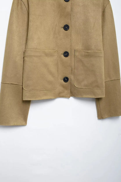 MUJER 2025 Wildlederjacke Damen Varsity Bomberjacken für Damen Neu in Mänteln und Jacken Damen Langarm Damen Winterjacke