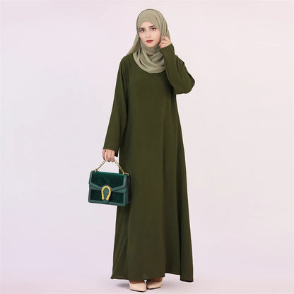Ramadan Eid Solid Linen Dubai Abaya Turkey Islam Muslim Modest Dress Kaftan Prayer Clothes For Women Kebaya Robe Femme Musulmane.