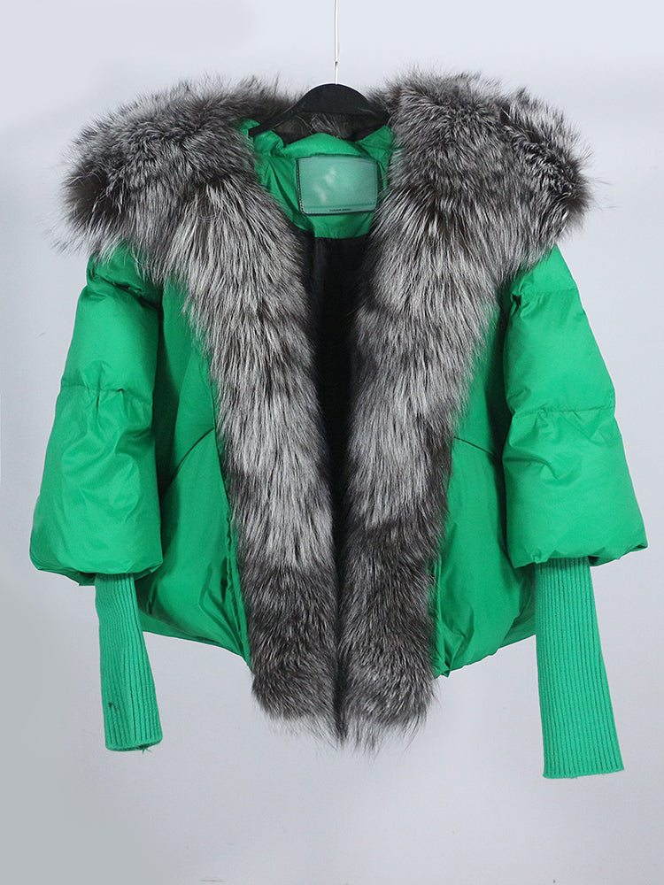 Lose Natürliche Echt Fox Pelz Kragen Mantel Dicke Neue Europäische Mode Weiße Ente Unten Jacke Winter Frauen Warme Luxus Oberbekleidung