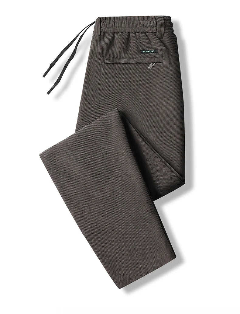 Elastic Waist Casual Pants Men Joggers Loose Fit Straight Pants Spring Autumn Male Trousers Large Size Black Grey.