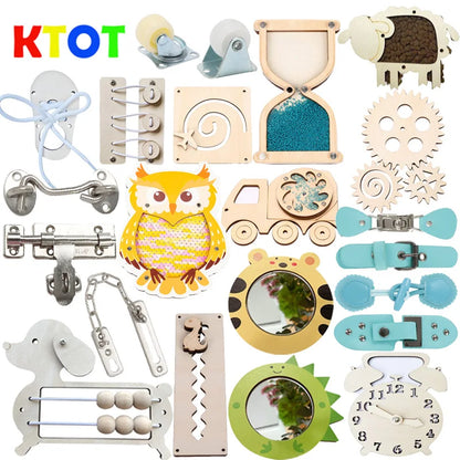 Busy Board Accessories DIY Toy Part Wooden Toys Metal Locks Leather Buckle Montessori Educational Games Intellectual Development.