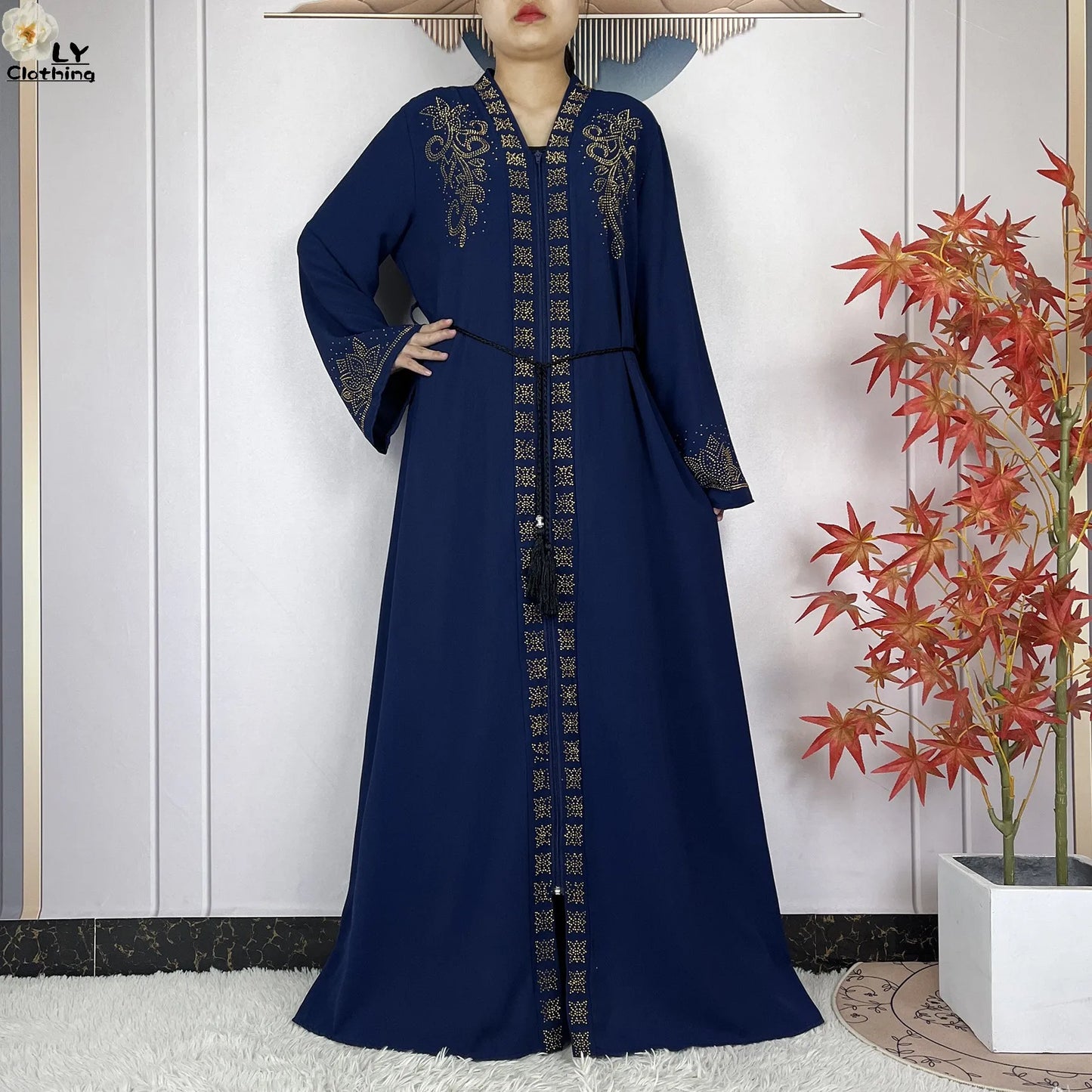 2024 For Women Elegant Dresses Dubai Party Outfits Long Sleeved Chiffon Dashiki Muslim Women Robe Open African Abaya Clothing