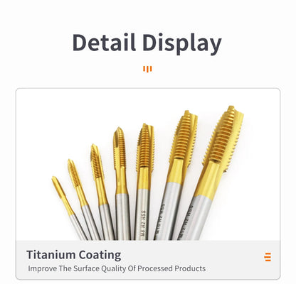 HSS Titanbeschichtung Gewindebohrer Bohrer M2 M2,5 M3 M3,5 M4 M5 M6 M8 M10 M12 Metrische gerade Nut Gewindebohrer Handwerkzeuge