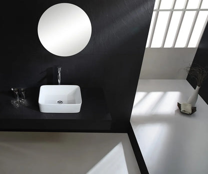 Rechteckiges Waschbecken, weißes Waschbecken, Arbeitsplatte, Keramik, Keramik, kleine Waschbecken, Schüssel, Arbeitsplatte, Waschtisch, Kunstbecken