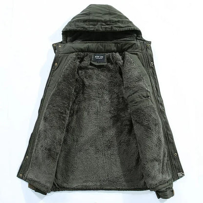 Parkas Coat Military Windproof Hooded Jackets Man Washed Cotton Thick Fleece Casual New  Winter Warm Varsity Jacket Men.