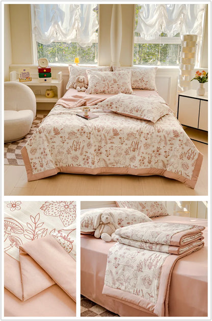Printed Thin Duvet Skin-friendly Comforter 100x150cm for Kids Quilt Soft Bedspread Summer Blanket edredones (No Pillowcase).
