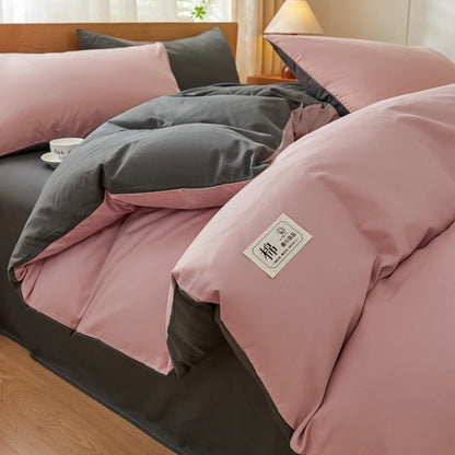 2025 new solid color matching pure cotton quilt cover bed four-piece set student dormitory 3-piece set available in all seasons