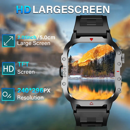 KESHUYOU Outdoor Sports Smart Watch 2.01 inch HD Screen LED Flashlight Bluetooth Talking Smart Watch for Men Women Holiday Gifts.