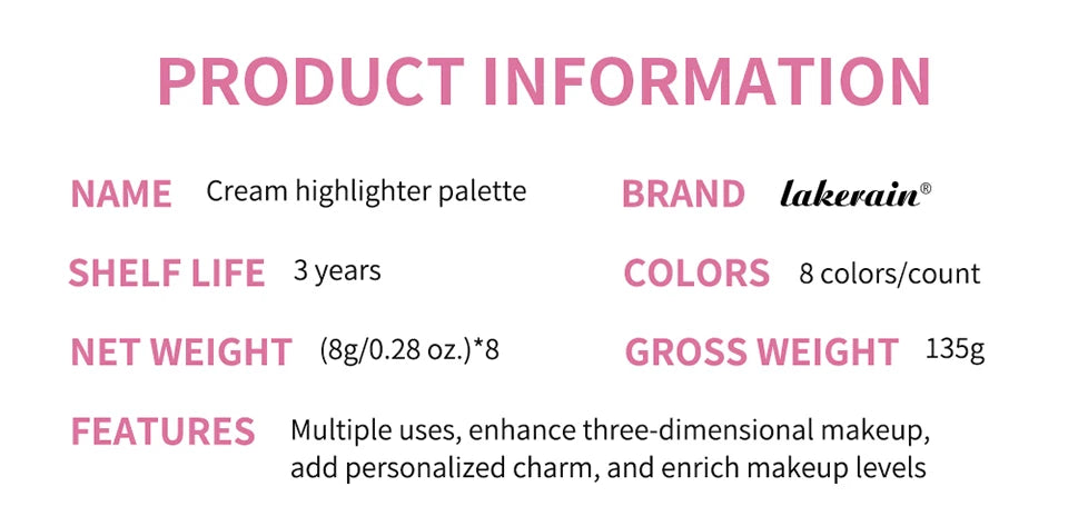 Curve Case Cream Eyebrow Cream Blush Highlighter Palette Matte Shimmer Finishes Shadow Tones Long-Lasting Cosmetics.