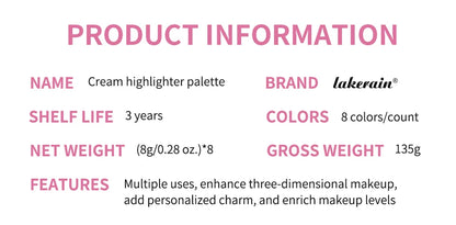 Curve Case Cream Eyebrow Cream Blush Highlighter Palette Matte Shimmer Finishes Shadow Tones Long-Lasting Cosmetics.
