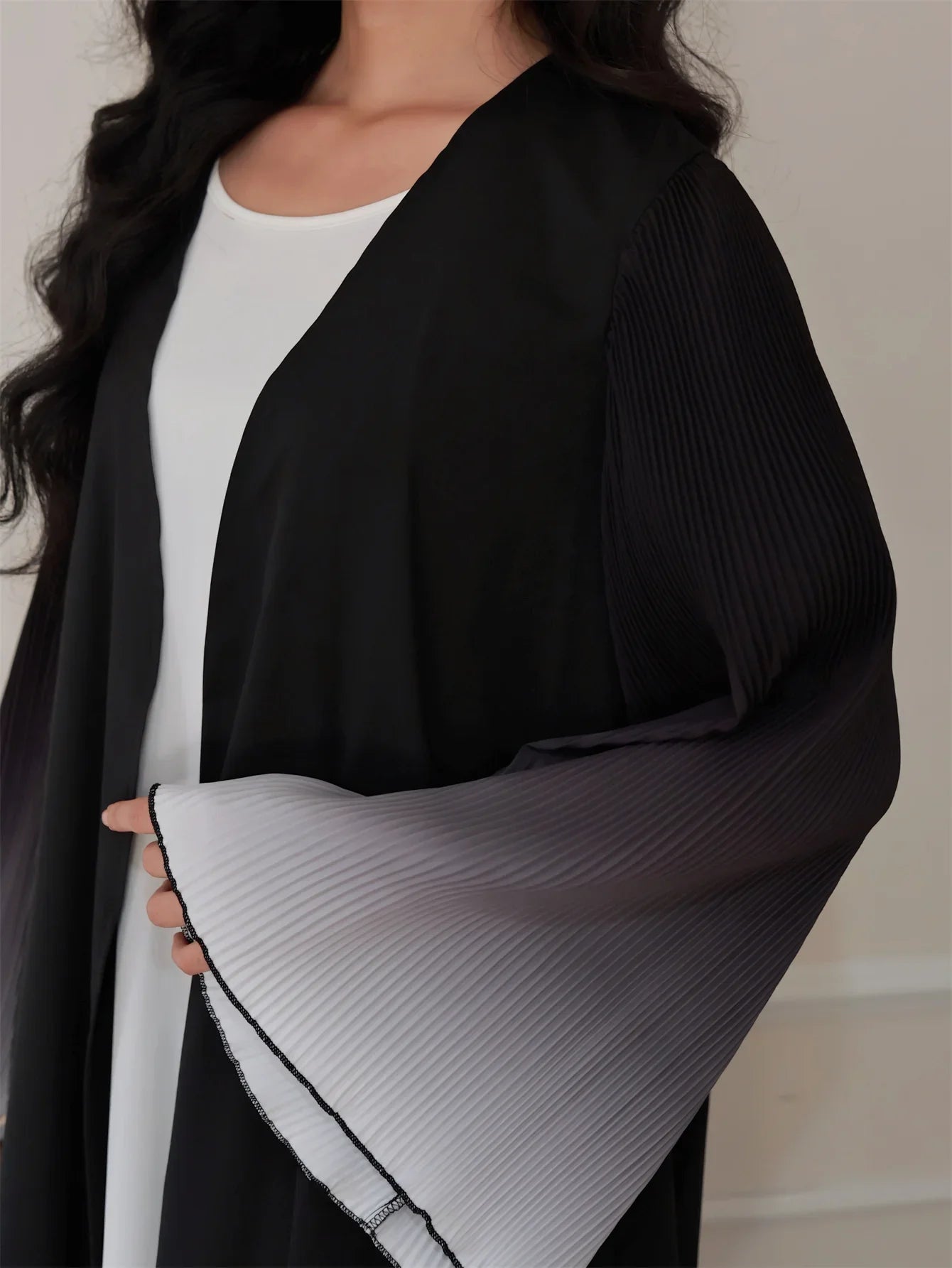 Elegante Abaya, muslimische Flare-Ärmel, lässig, arabischer Naher Osten, vorne offen, Abayas, Türkei, Kaftane, Damen, Jilbabs, islamische Maxikleider.