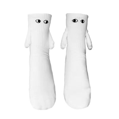 Funny Adult Socks Magnetic Hand in Hand Solid Color Cartoon Couple Socks Holiday Party Gifts for All Seasons.