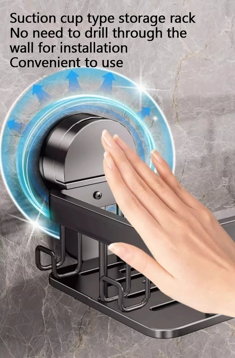 Kein Bohren, Saugnapf, selbstklebendes Badezimmerregal, Badezimmerregal, Toilette, Aluminium-Hängeregal, Badezimmer-Organizer, zum Aufhängen an der Wand