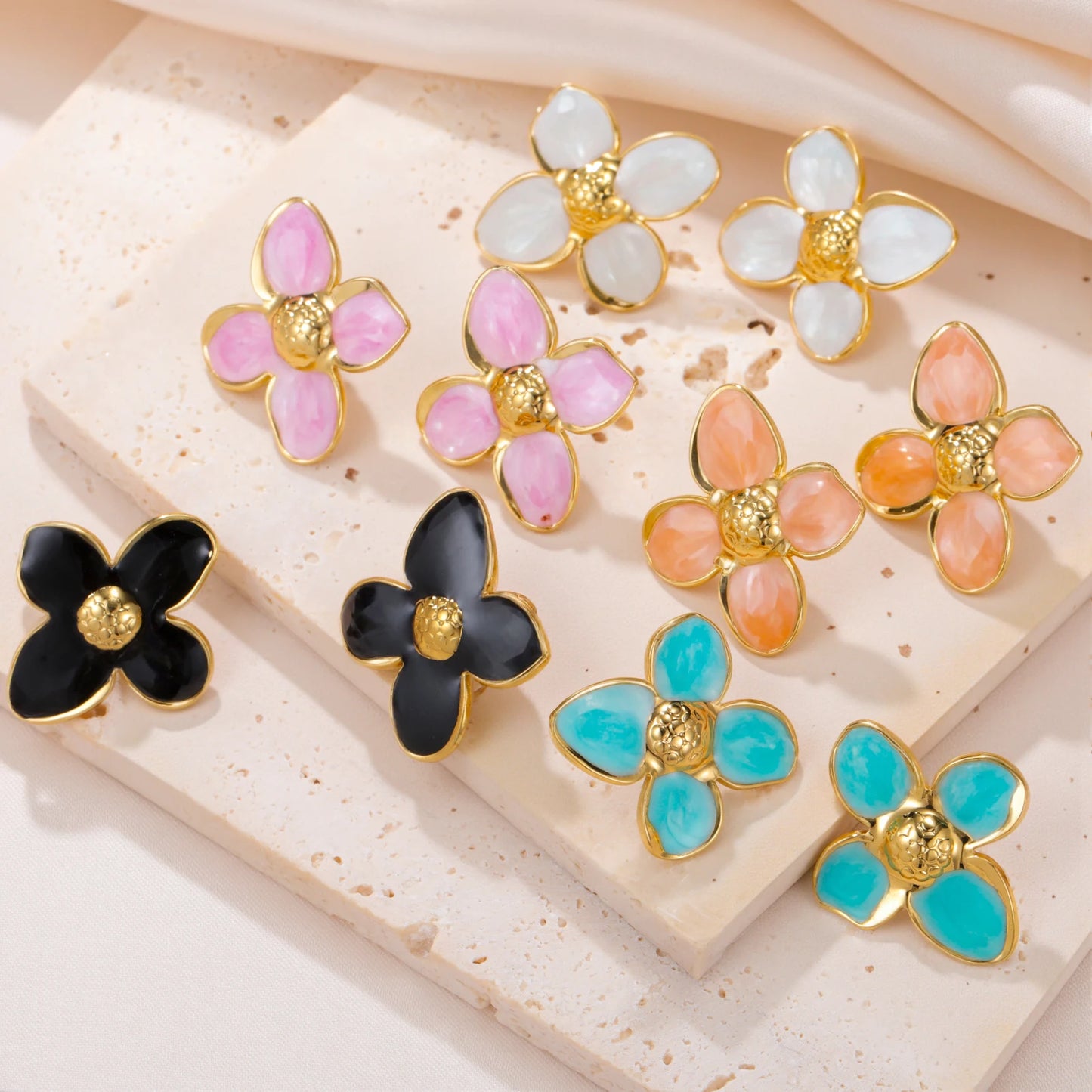 Cazador 2Pcs Flower Women's Earrings Stainless Steel Stud Earrings Jewelry Trend 2025 Party Wedding Birthday Gifts New Wholesale.