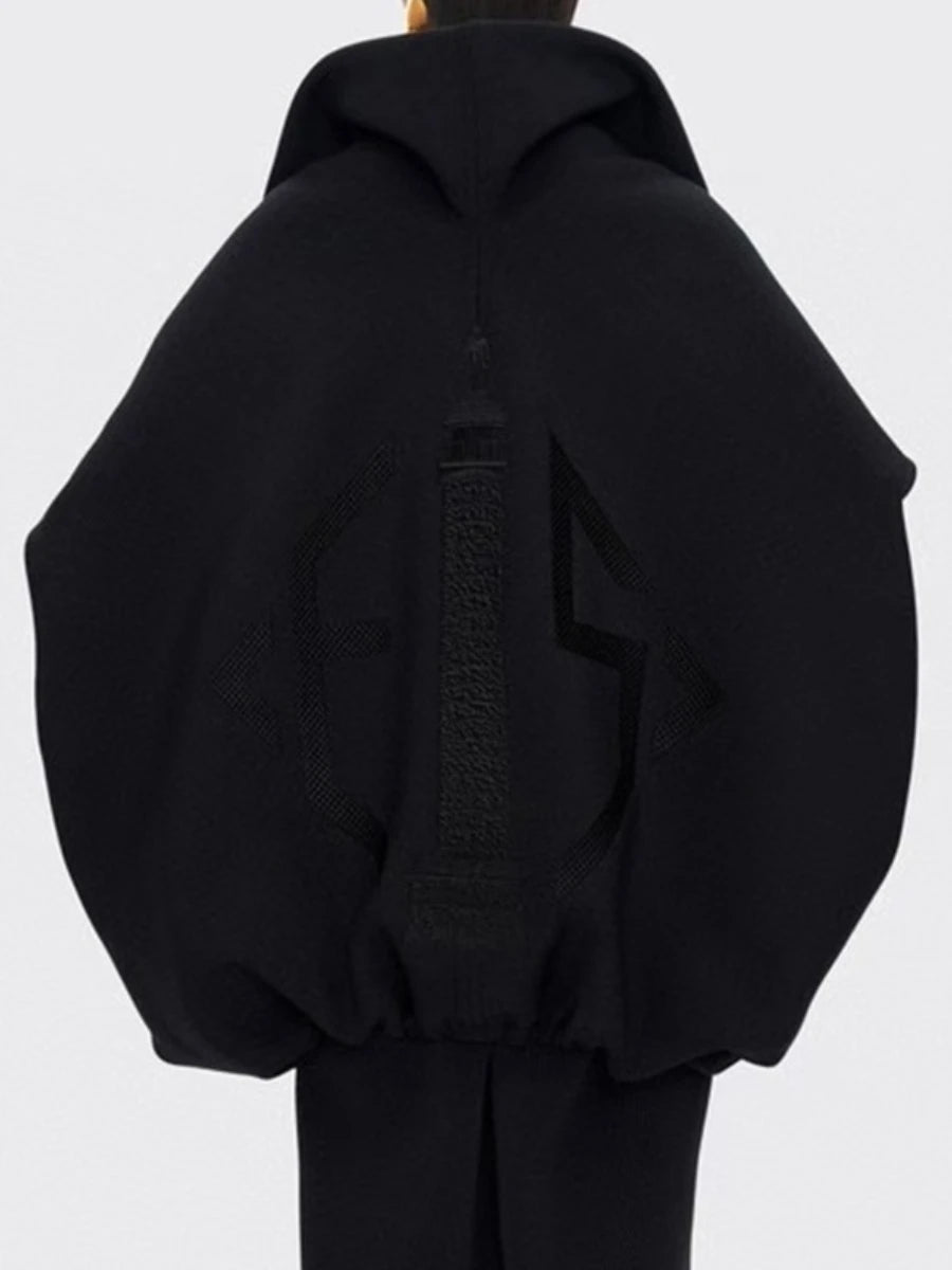 TWOTWINSTYLE Solid Loose Spliced Zipper Fashion Jackets for Women Lapel Long Sleeves Patchwork Lace Up Casual Jacket Female New.