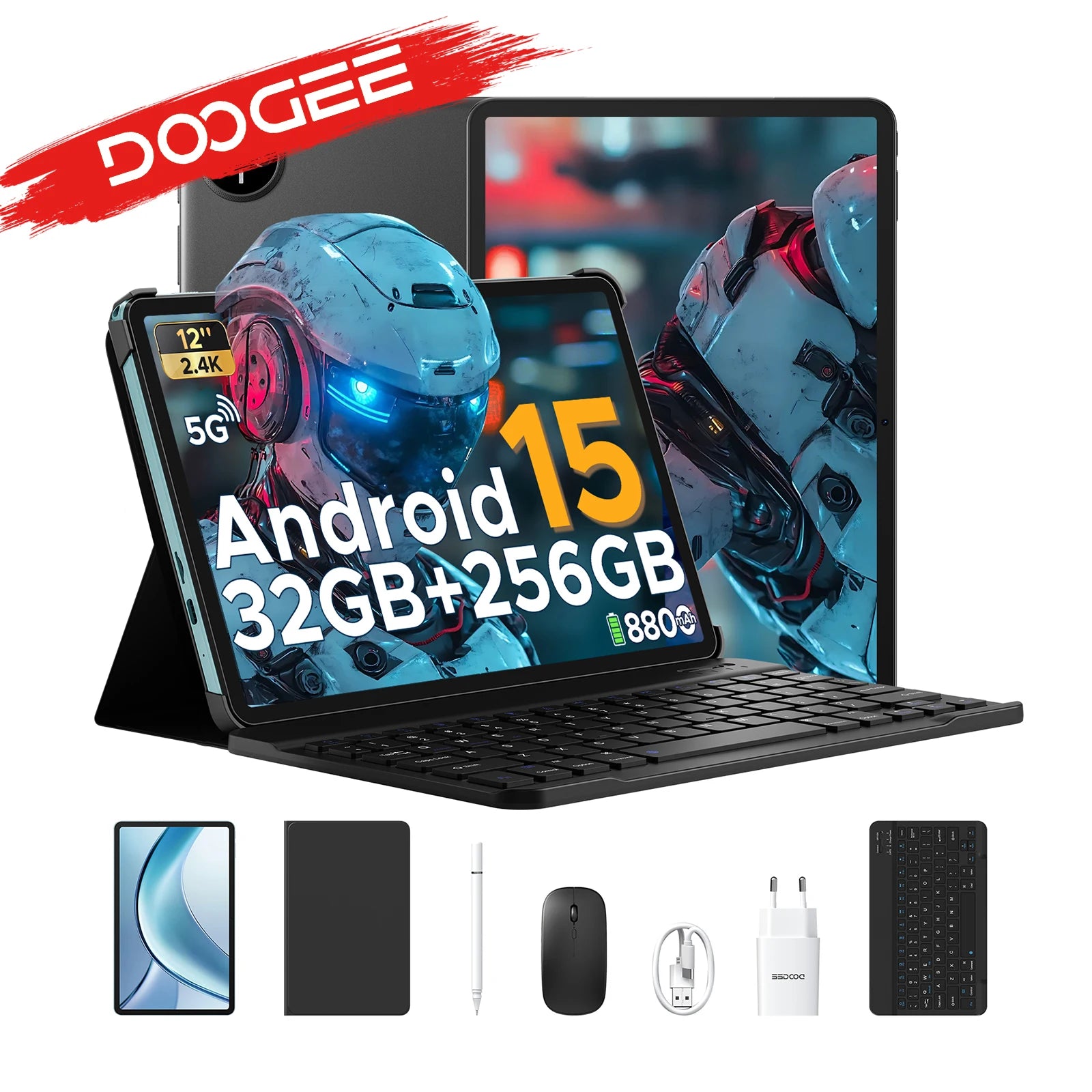 Doogee V Pad 5g 2 in 1 Tablet Pc 12" Dimensity 7050 Android 15 32Gb Ram (8+24) 256Gb Rom 8800Mah Battery Wifi 6 Ultra-Thin 5g Pc.