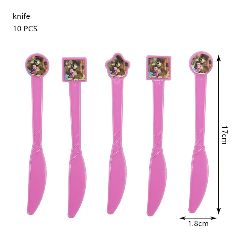 Mashas und Bär Geburtstag Party Dekoration Cartoon Thema Luftballons Kinder Event liefert Einweggeschirr Hintergrund