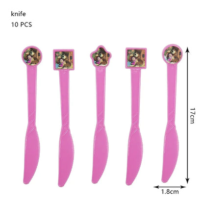 Mashas und Bär Geburtstag Party Dekoration Cartoon Thema Luftballons Kinder Event liefert Einweggeschirr Hintergrund