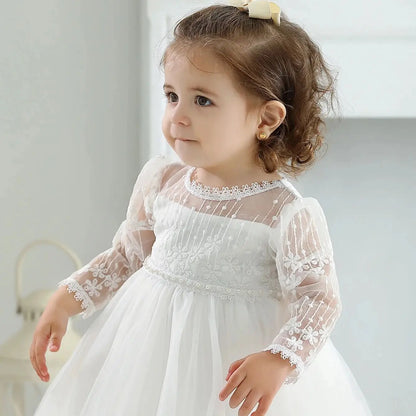 Baby Taufe Weißes Kleid Säuglingskleid Kleid Mädchen Party Geburtstag Hochzeit Prinzessin Kleid Für Kinder Erstkommunion Leistung 0-24M