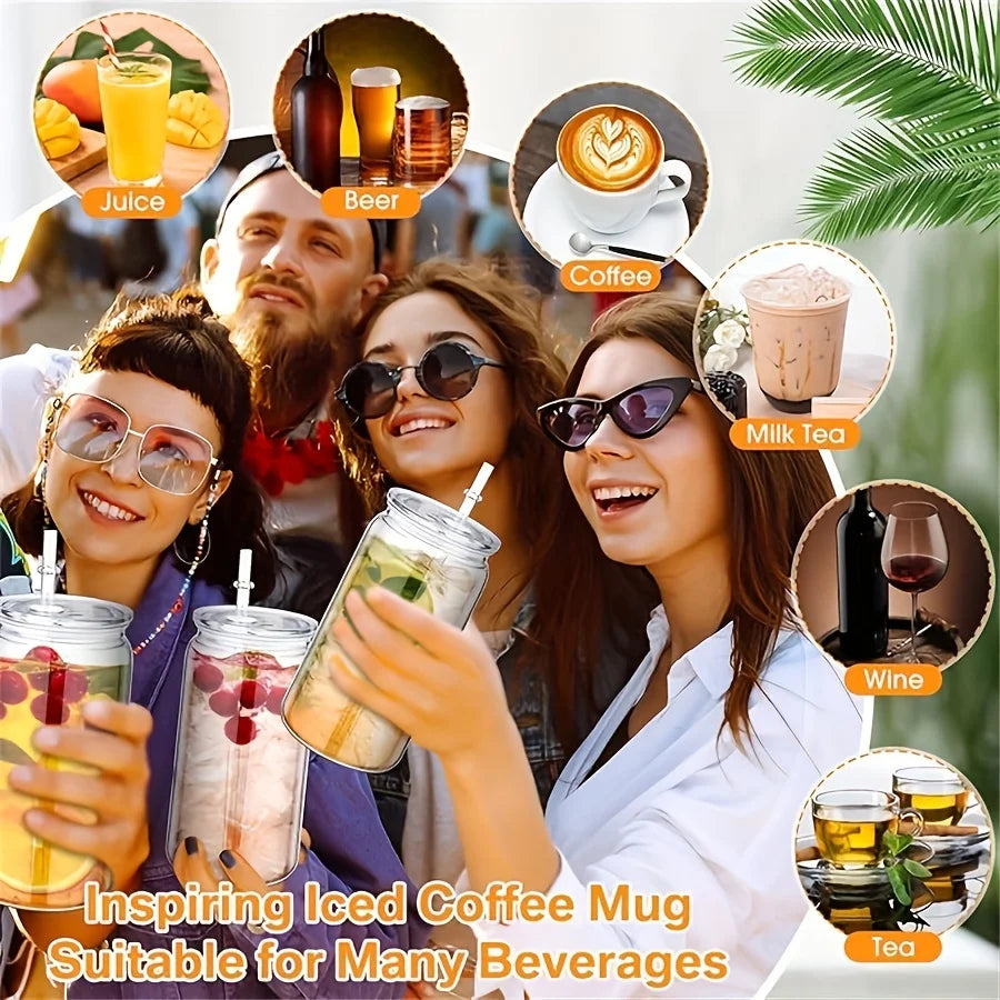 16OZ DIY Snowglobe Tumbler with Pre Drilled Hole Reusable Plastic Water Bottles Break-Resistant Mason Jar Cups for Holiday Gifts.