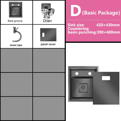 Stainless Steel Kitchen Sink Multifunctional Hot and Cold Water Adjustment Hidden Mini Sink Bar Apartment Hand Wash Basin