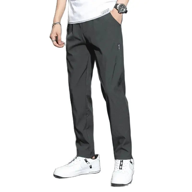 Men's Pants 2025 Summer New Black Gray Thin Business Casual Pants Outdoor Elastic Breathable Straight Leg Sweatpants.