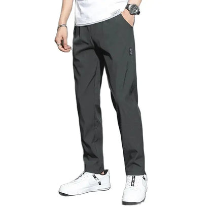 Men's Pants 2025 Summer New Black Gray Thin Business Casual Pants Outdoor Elastic Breathable Straight Leg Sweatpants.