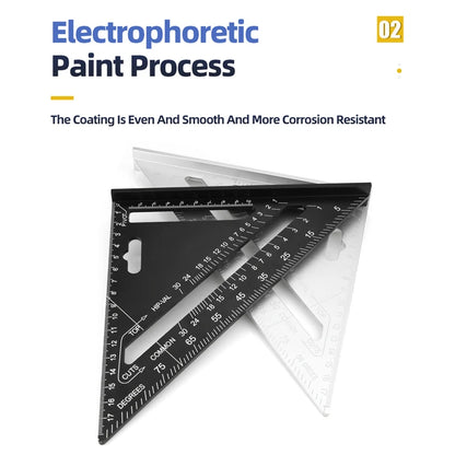 Dreieckslineal, 7-Zoll-Messwerkzeug, Tischler-Set aus Aluminiumlegierung, quadratischer Winkel, Holzbearbeitungswerkzeuge, versuchen Sie quadratisch, dreieckig, metrisch