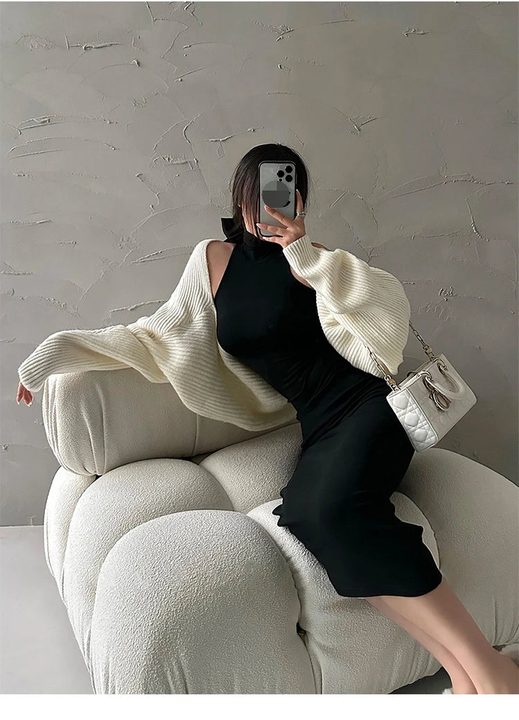 Rot Dünne Sexy Rollkragen Midi Kleid Frauen Abend Party Damen Elastische Hüfte Wrap Elegante Bodycon Kleider Y2k Kleidung