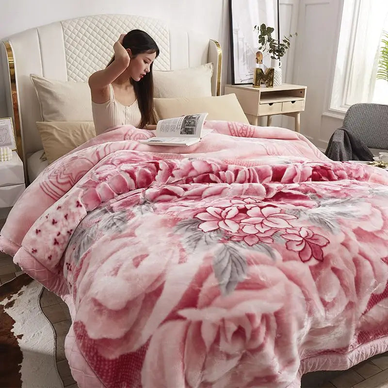 Two People Simple Geometric Printed Blanket Autumn Winter Bedroom Office Nap Quilt Anti Static Machine Washable Bedding Sheets