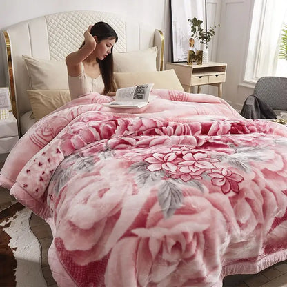 Two People Simple Geometric Printed Blanket Autumn Winter Bedroom Office Nap Quilt Anti Static Machine Washable Bedding Sheets