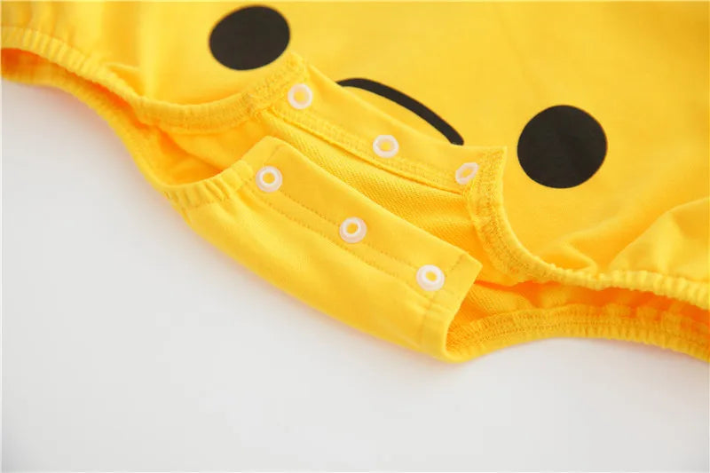 Cartoon gelber Bär gestreifter Body Frühling Herbst weiche Baumwolle Baby kleidung Overall Neugeborene Kleidung K6181-1