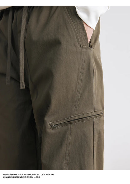 Men's American Overalls Spring and Autumn 2025 New Slim Scimitar Pants All-match Drawstring Casual Pants Wide-leg Pants.