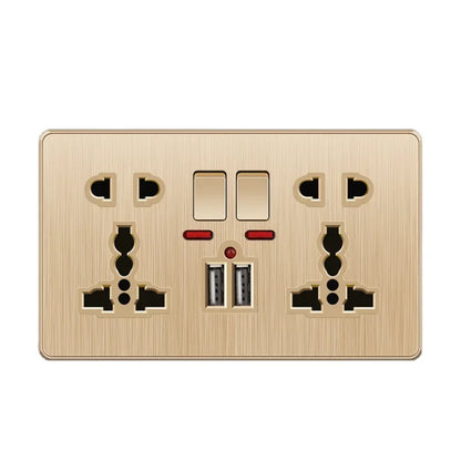 Gold 13A UK Stecker USB Steckdose, Haushalt elektrische licht schalter, universal 5 loch Dual Buchse mit USB Ladegerät, AC110-250V