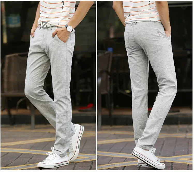 Summer Thin Men's Casual Pants Straight-Leg Loose-Fit Linen Trousers Youth Men's Pants Direct From Manufacturer Wholesale.