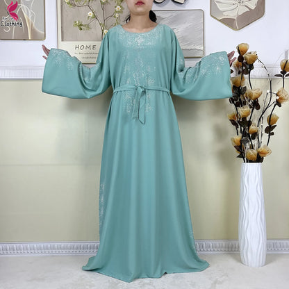 2025New High-Quality Dubai Muslim Abaya for Women Dress Islamic Turkey Femme Clothing Long Sleeve Loose African Dress With Scarf.