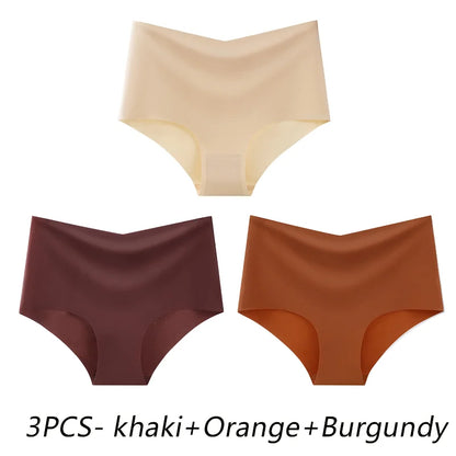 3PCS SET High Waist Panties Ice Silk Seamless Panty for Women Plus Size Sexy Comfortable Breathable Underwear S-3XL.