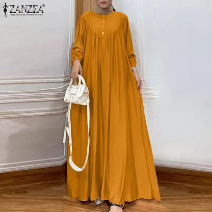 Muslim Abaya ZANZEA Solid Muslim Fashion Islamic Dress Women Vintage.