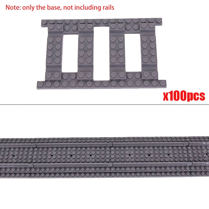 MOC City Creative Idea Train Straight and Curved Rails Base Tracks Shoulder Building Blocks Bricks Accessories DIY kid Toys gift.