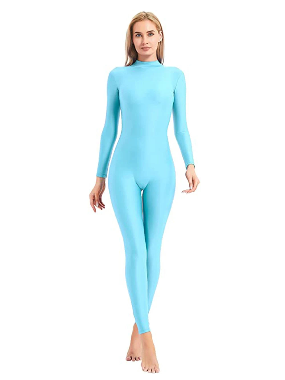 Unisex  Turtleneck Unitard Full Body Leotard  Long Sleeve Yoga Bodysuit Women Catsuit Daily Fitness Wear Cosplay Suits