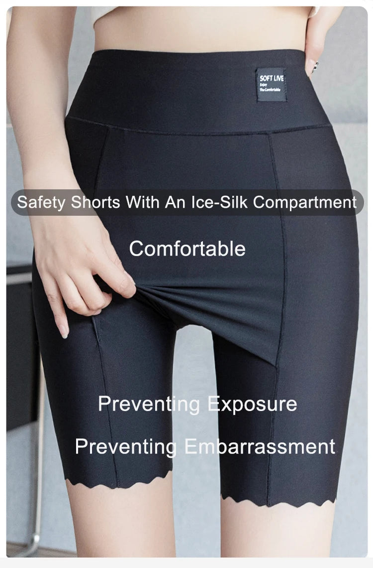 Women's plus Size White under Skirt Shorts Summer Seamless Protective Spandex Safety Hip-up Skirt Underpants Large Size.