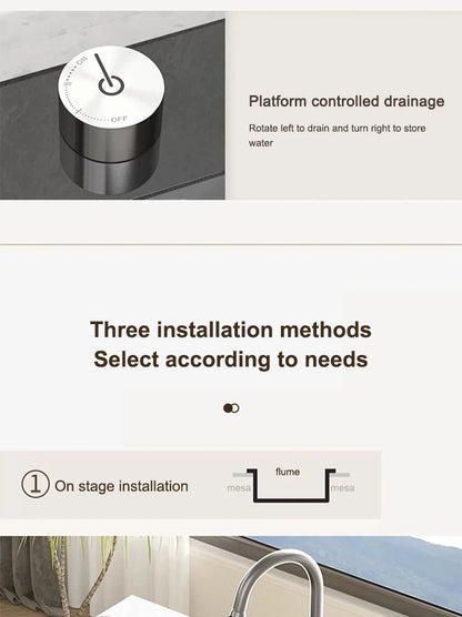 Küchenspüle, Wasserfall-Waschbecken aus Edelstahl, extra großer Einzelschlitz mit Digitalanzeige, Wasserhahn-Set für die Küche