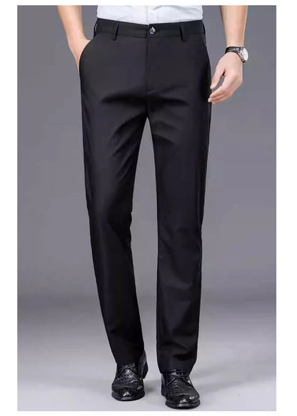 Male Pants Stretch Solid Black Smart Casual Men's Trousers Office Quick Dry Suit Pants New Spring Autumn Korean Straight Pants.