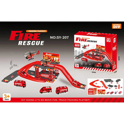 Parking Track Car Children Toys Police Cars Fire Engines Engineering Vehicle Ramp Road Construction Inertial Sliding Track Games