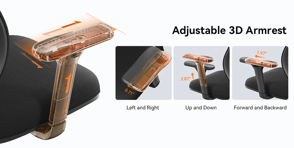 NEWTRAL MAGICH003 Ergonomischer Bürostuhl, automatisch ausgestellte Rückenlehne, adaptive Unterrückenstütze, Sitztiefe mit verstellbarer Kopfstütze