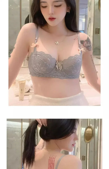 BANERDANI Light Luxury French Pure Desire Triangle Cup Breathable New Spring/summer Breathable Sexy Lace Not Empty Cup Bra Cover