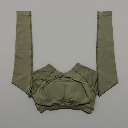 HISTELLO Long Sleeve Crop Top Women Seamless Yoga Tops Backless Clothing Gym Workout Sportswear Strong Supports Sports Shirt.