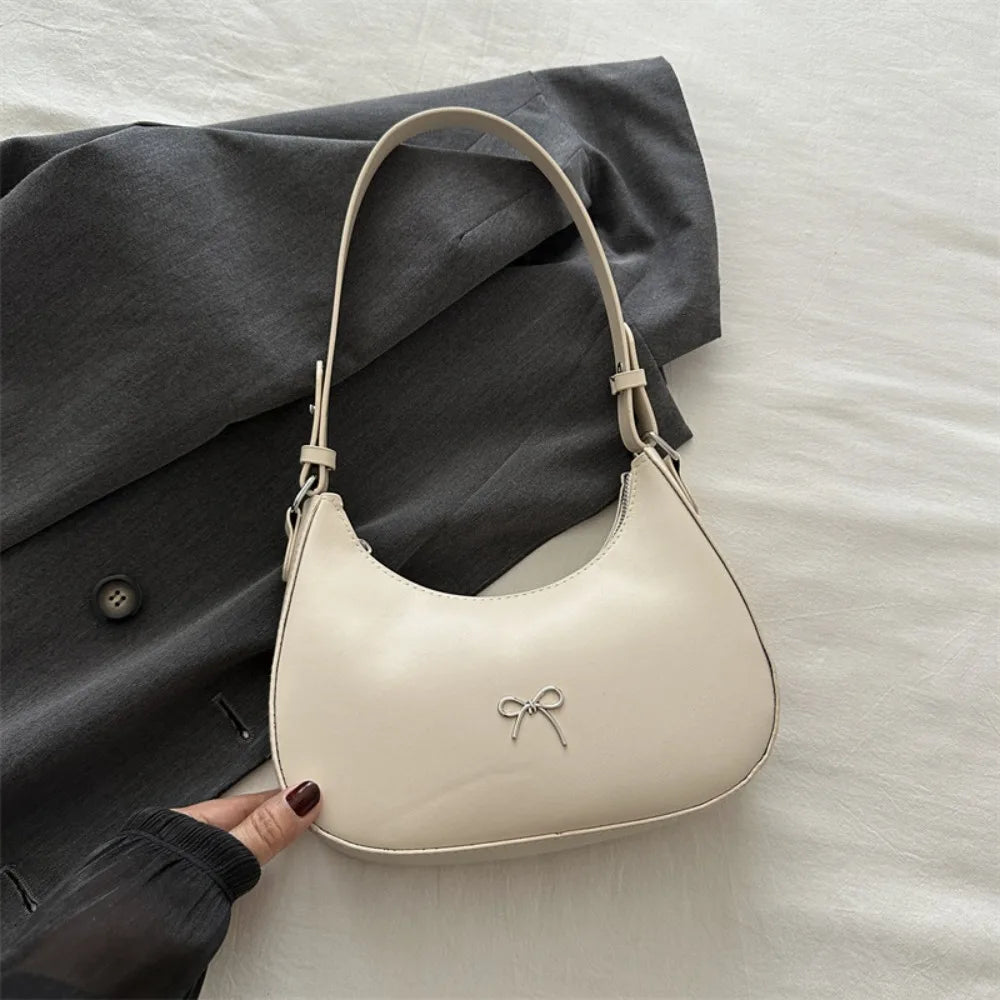 Bowknot Armpit Bag Korean Underarm Bag Luxury PU Leather Y2K Handbag Girls Shoulder Bag